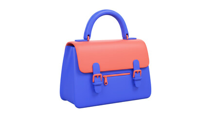 Isolated Blue and Coral Satchel Bag for Fashion