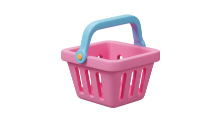 Isolated Pink and Blue Toy Shopping Basket