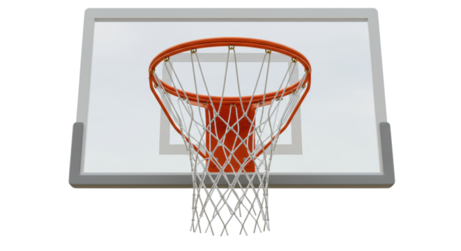 Isolated Basketball Hoop with Net and Backboard