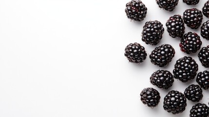 Ripe blackberries on white background