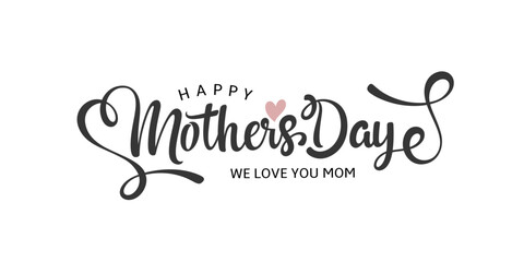 happy mother's day typography vector with handwritten calligraphy lettering design