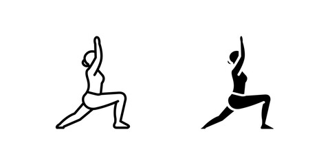 Vector icon set featuring yoga poses, ideal for fitness and wellness designs.