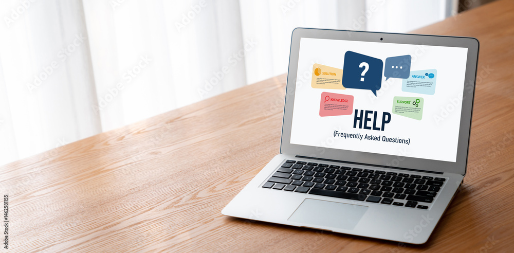 Poster help screen on the website provide answer to faq frequently asked question snugly with knowledge inf