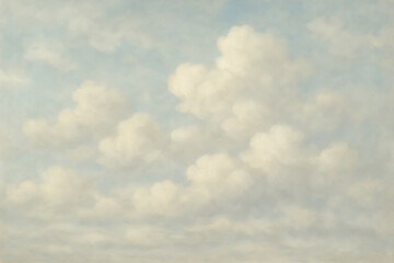 A serene sky filled with fluffy clouds, offering a peaceful and calming atmosphere. Perfect for conveying tranquility and the beauty of nature in various visual projects.