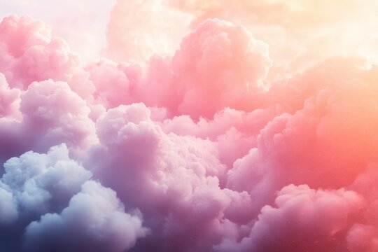 Fototapeta A vibrant, colorful view of cumulus clouds.
