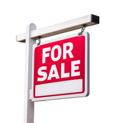 Real estate "For Sale" sign, ideal for housing market visuals. High-quality PNG with transparent background for seamless design integration. Perfect for agents' marketing materials.