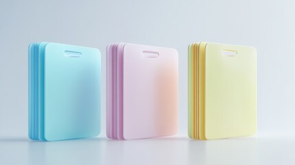 Pastel Colored Square Objects Mockup, Minimalist Product Display, Blank Templates for Branding