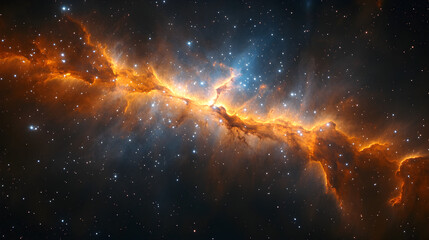 Fototapeta premium Luminous nebula with shimmering stars and vibrant gas clouds deep in cosmic space