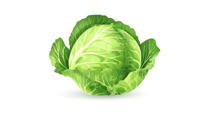 Fototapeta premium Fresh, vibrant head of cabbage, detailed illustration