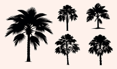 Stylized Silhouettes of Palm Trees Perfect for Various Design and Media Applications