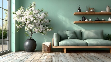 Ultra-light pastel sky green wallpaper, simple and calming, no noise