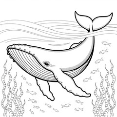 Fototapeta premium sketch of a blue wale. 