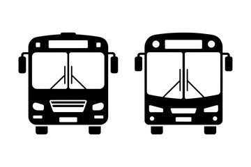 Black and white bus transportation vehicle front view © Apon