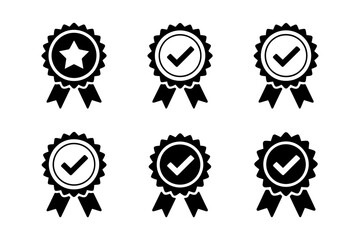 Achievement award badges quality checkmark star icon