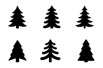 Christmas tree silhouette vector evergreen set art