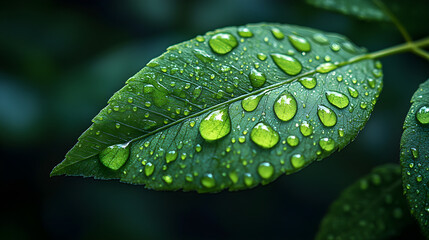 Macro image of a green fern leaf, highlighting fine details and water droplets that accentuate the freshness and complexity of the foliage