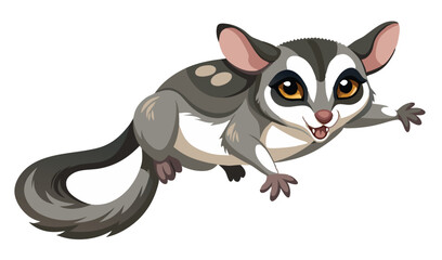 Obraz premium Sugar Glider Upside Down Stretching Its Patagium