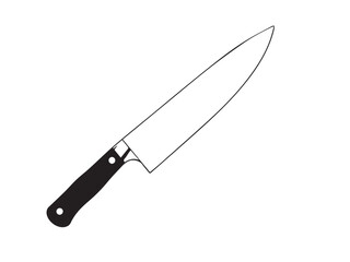 knife icon on white background. Kitchen knife silhouette. Kitchen knife icon vector. 