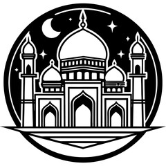 silhoutte of a mosque, masijd illustration vector