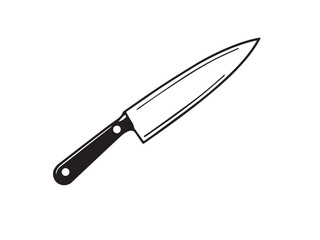 knife icon on white background. Kitchen knife silhouette. Kitchen knife icon vector. 