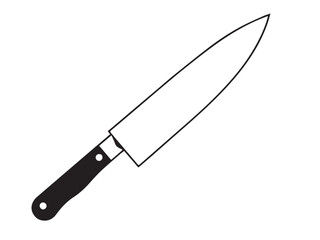 knife icon on white background. Kitchen knife silhouette. Kitchen knife icon vector. 