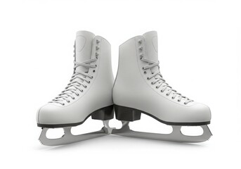 Pair of white figure ice skates isolated on white background