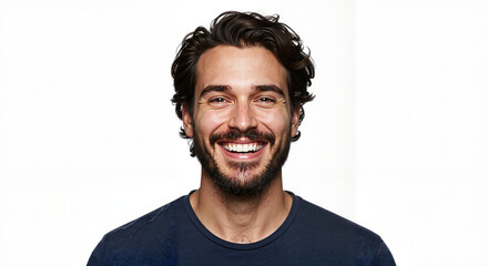Fototapeta premium Happy man smiling against a bright background 
