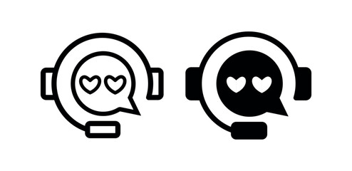 live chat icon set. customer support and service symbol. call center headset with speech bubble sign for hotline, assistance, customer service, call center, technical support. live chat png and vector