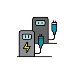 EV Charging Hub - Modern Electric Vehicle Station with Multiple Connectors and LED Indicators.