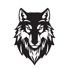 Wolf Face Icon. Wolf silhouette on white background. Minimal Wolf Head Symbol. Wolf Logo. Vector illustration.	