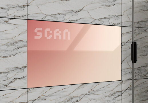 Angled Marble Wall Screen Mockup