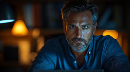 Fototapeta premium Focused Man at Night