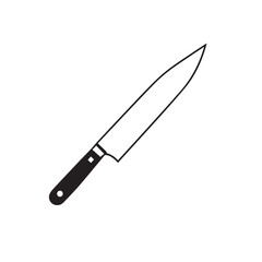 knife icon on white background. Kitchen knife silhouette. Kitchen knife icon vector. 