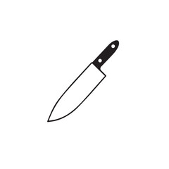 knife icon on white background. Kitchen knife silhouette. Kitchen knife icon vector. 