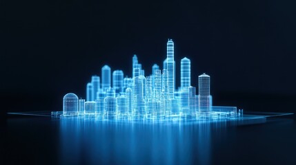 Fototapeta premium Futuristic Cityscape: A Digital Metropolis Illuminated