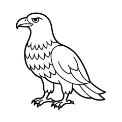a eagle bird stands alone create a picture line art vector silhouette