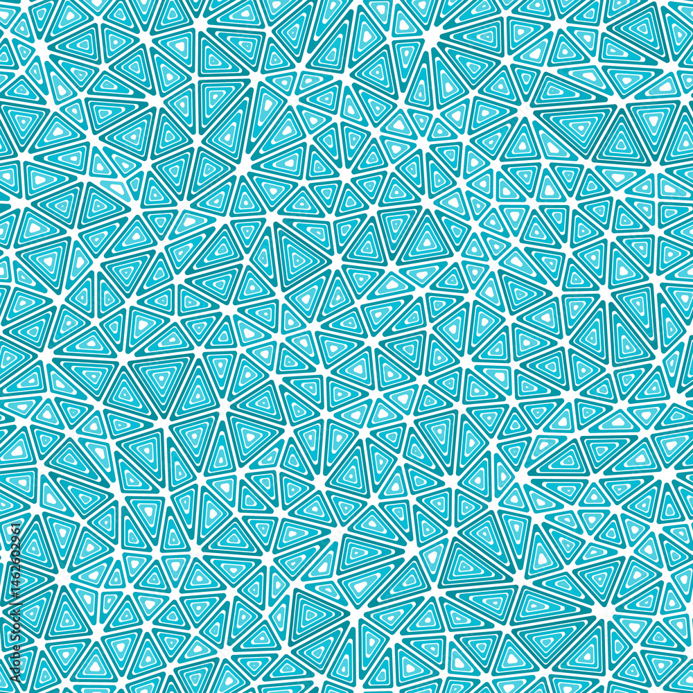Poster mosaic background. compact triangles size. multiple repeated inner triangles. one tone colored style