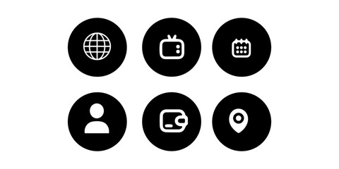 black and white icon web set
