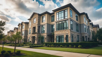 Fototapeta premium Elegant, Four-Story, Luxury Apartment Development