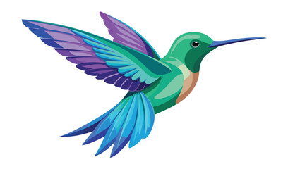 Obraz premium Tiny Hummingbird Suspended in Flight with Colorful Plumage