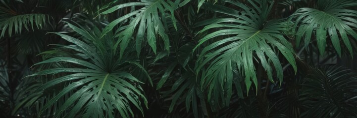 Deep emerald palm leaves, intricate veins, tropical humidity ,  foliage,  wallpaper, palm