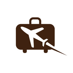 Creative suitecase and airplance logo vector