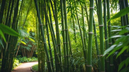 Obraz premium Bamboo trees gathered in a lush garden
