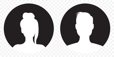 Men and women avatars set. User profiles badges. Unknown or anonymous persons. Vector illustration. Male and female silhouettes abstract people.