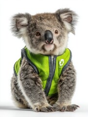 A captivating portrait of a koala, adorned in a sustainable jacket, embodying charm. This image seeks to evoke the essence of environmental consciousness. 