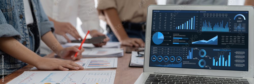 Leinwandbilder business data dashboard provide business intelligence analytic for marketing strategy planning brisk
