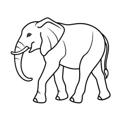 a elephant walking  liner art vector art silhouette 