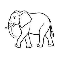 a elephant walking  liner art vector art silhouette 