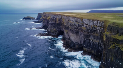 Majestic ocean cliffs dramatic coastal landscape aerial view