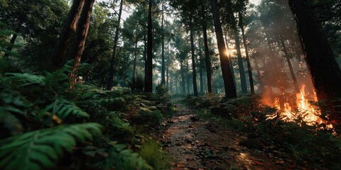 Fototapeta premium Devastating Forest Fire Ignites Natural Fury